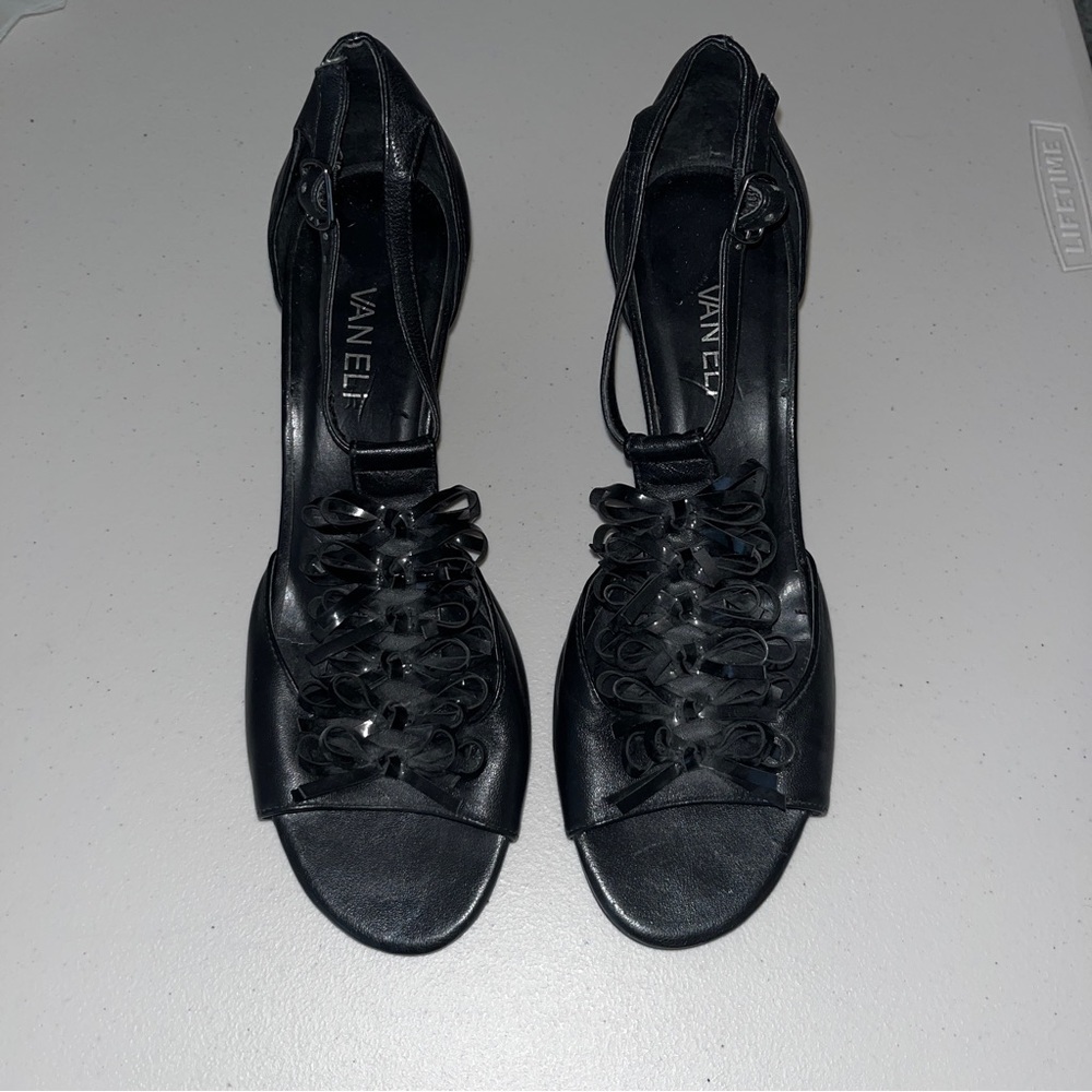 Vaneli Open Toe Dress Shoe Sandal Bow Detail Wedge Heel Size 9